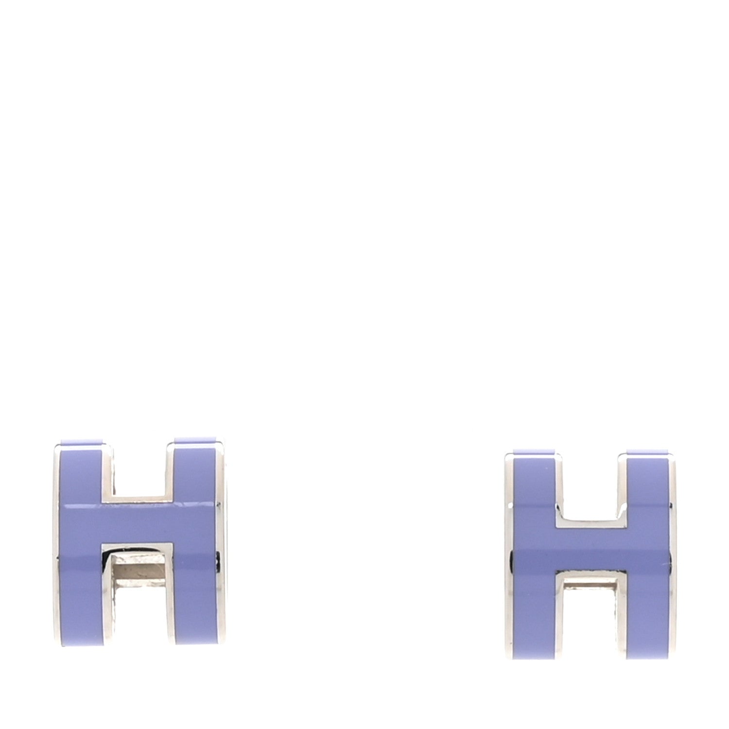Hermes Palladium Lacquered Mini Pop H Earrings Lilac 1 of 5