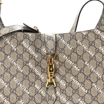 Gucci X BALENCIAGA GG Supreme Monogram Logo Print Medium Jackie 1961 Hobo Beige Ebony 8 of 10