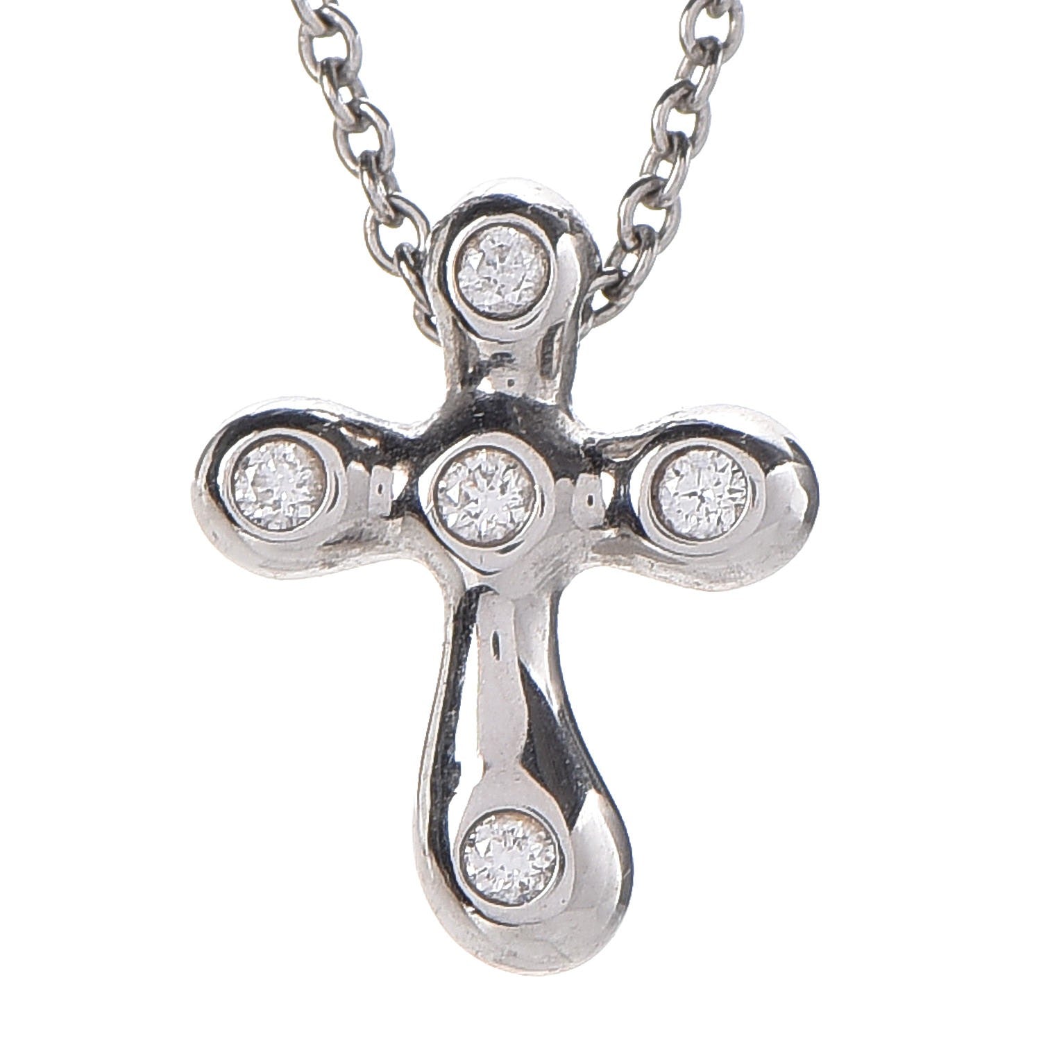 Tiffany Platinum Diamond 12mm Elsa Peretti Cross Pendant Necklace 8 of 8