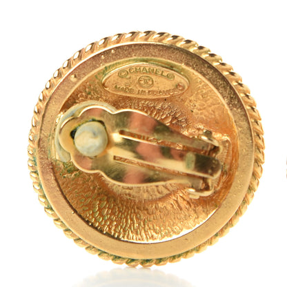 Chanel Pearl Crystal Round Clip On Earrings Gold 3 of 4