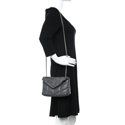 Saint Laurent Lambskin Quilted Mini Loulou Puffer Monogram Chain Satchel Storm 2 of 16