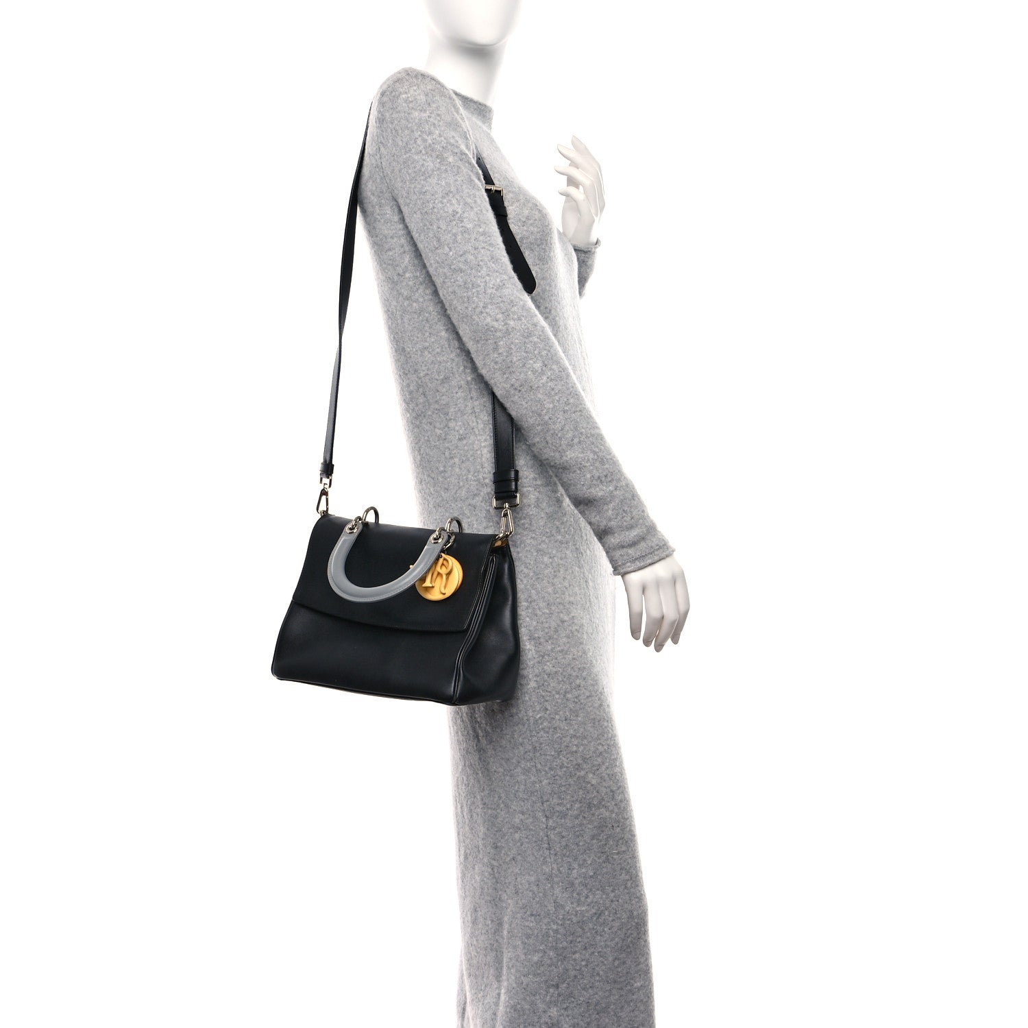 Christian Dior Smooth Calfskin Small Tri-Color Be Dior Flap Black Grey Yellow 2 of 11