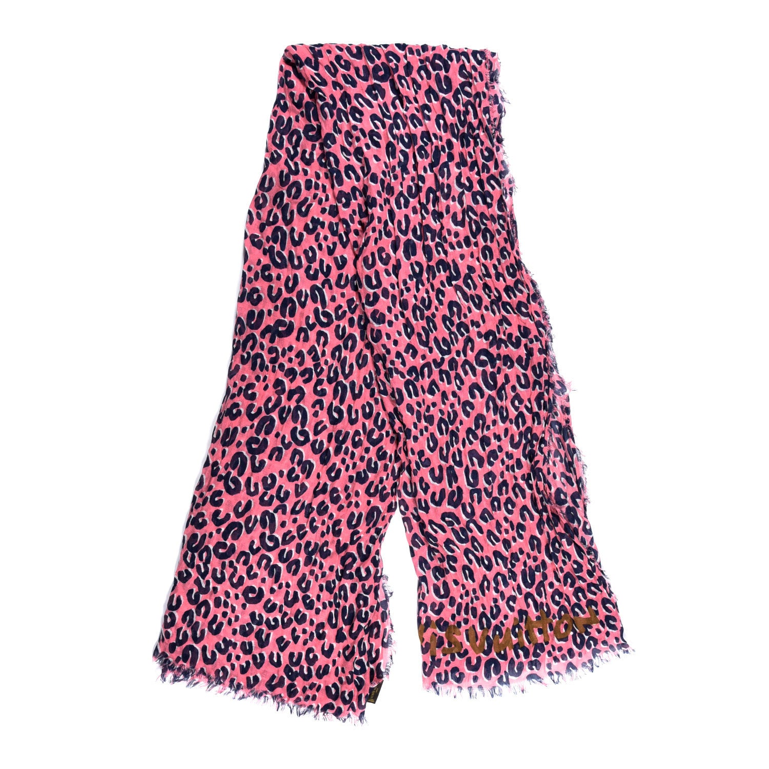 Louis Vuitton Cashmere Silk Leopard Etole Stole Corail 1 of 4
