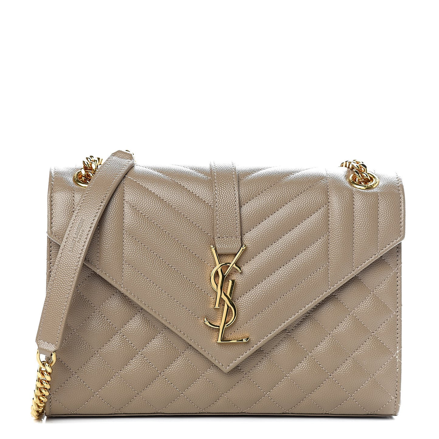 Grain De Poudre Textured Mixed Matelasse Medium Triquilt Monogram Satchel Taupe