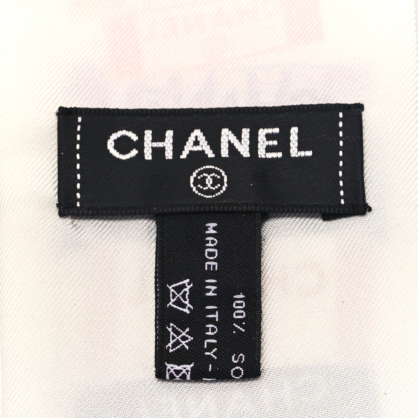 Silk Twill Slim Labels Bandeau Scarf White Multicolor