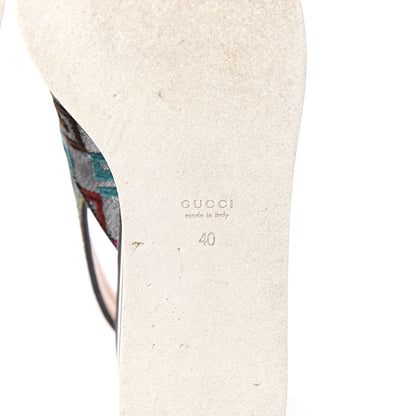 Gucci Velvet Lurex Square G Crossover Platform Sandals 40 Silver Multicolor 8 of 11