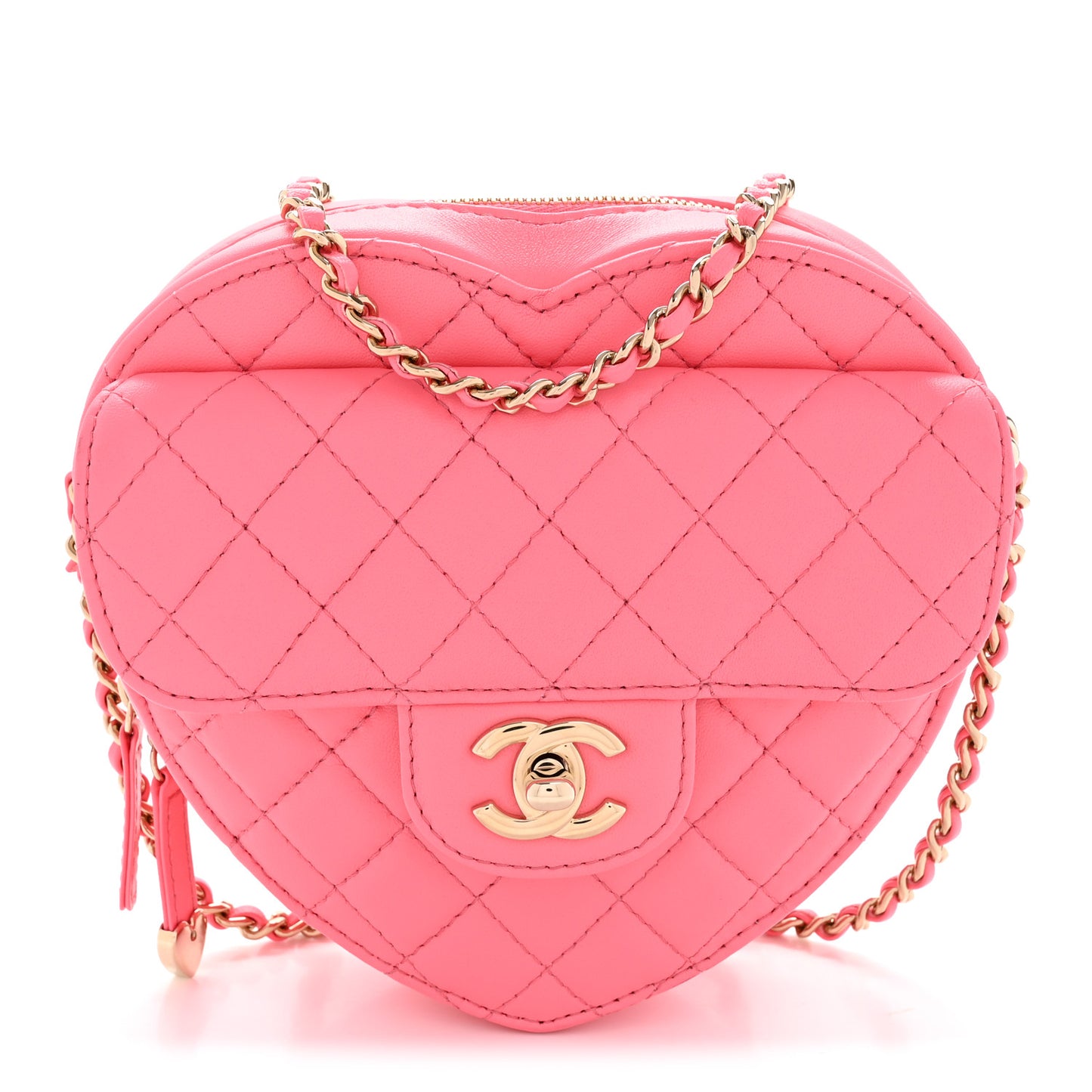 Lambskin Quilted CC In Love Heart Bag Pink