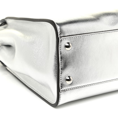Fendi Vitello Catalan Mirror Medium Peekaboo Iconic Satchel Argento 11 of 14