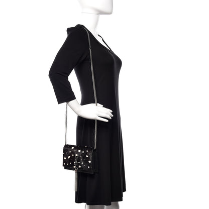 Saint Laurent Calf Hair Spotted Monogram Kate Tassel Chain Wallet Black 2 of 9