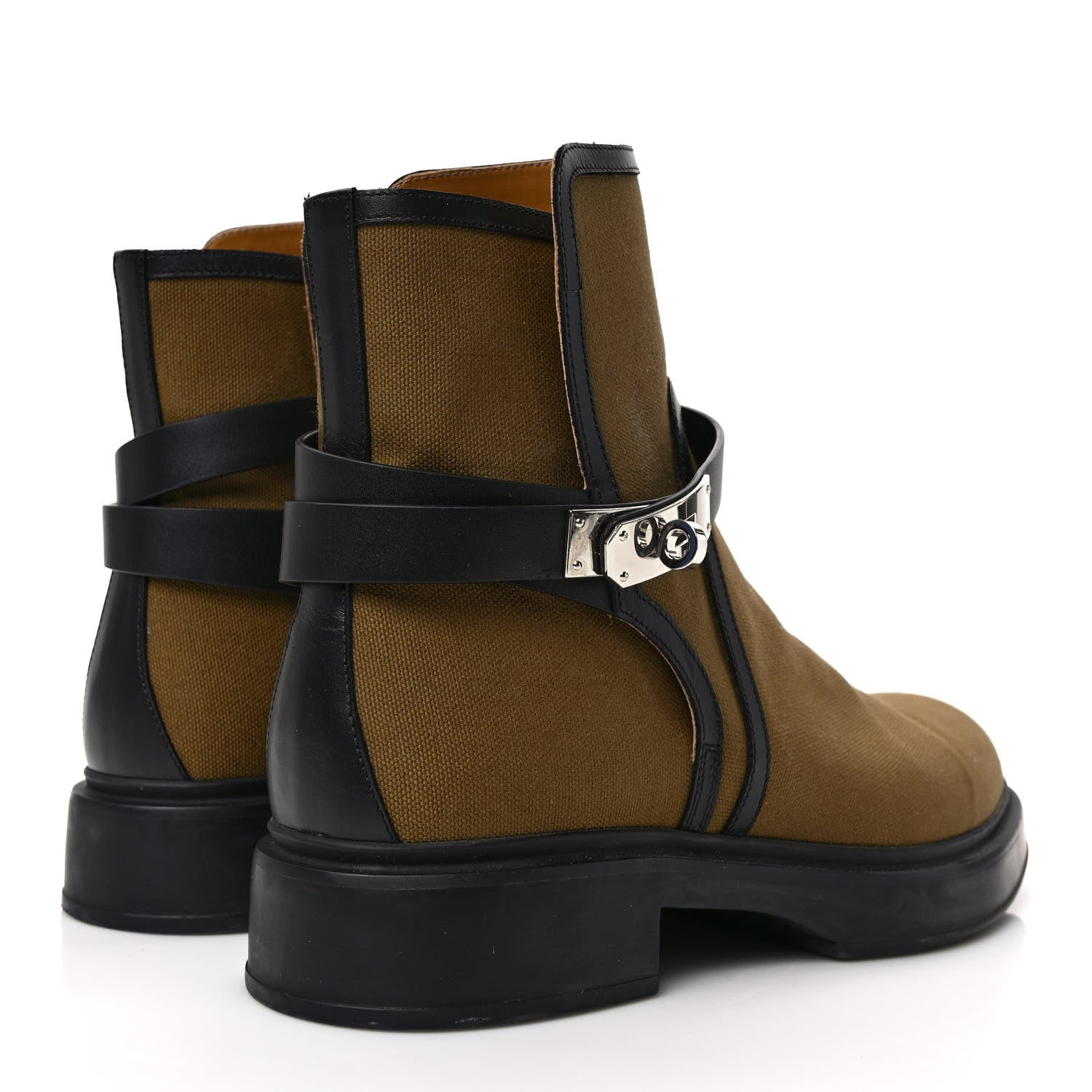 Hermes Canvas Veo Ankle Boots 42 Kaki Black 4 of 8