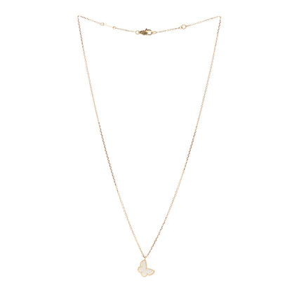 Van Cleef & Arpels 18K Yellow Gold Mother of Pearl Sweet Alhambra Butterfly Pendant Necklace 3 of 5