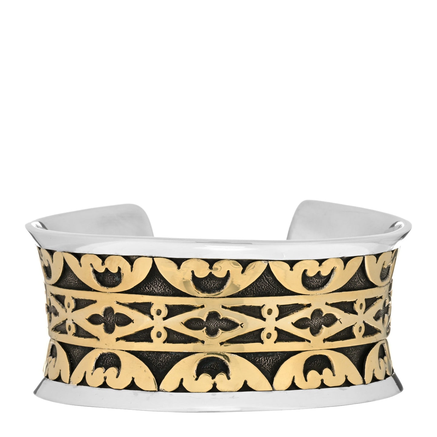 Sterling Silver 18K Yellow Gold Wide Cuff Bracelet