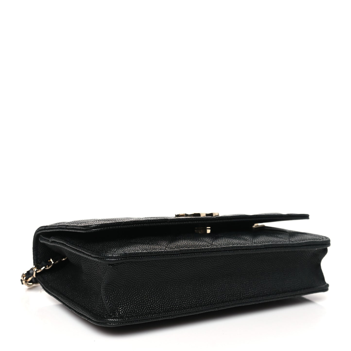 Caviar Quilted Striated CC Wallet On Chain WOC Black