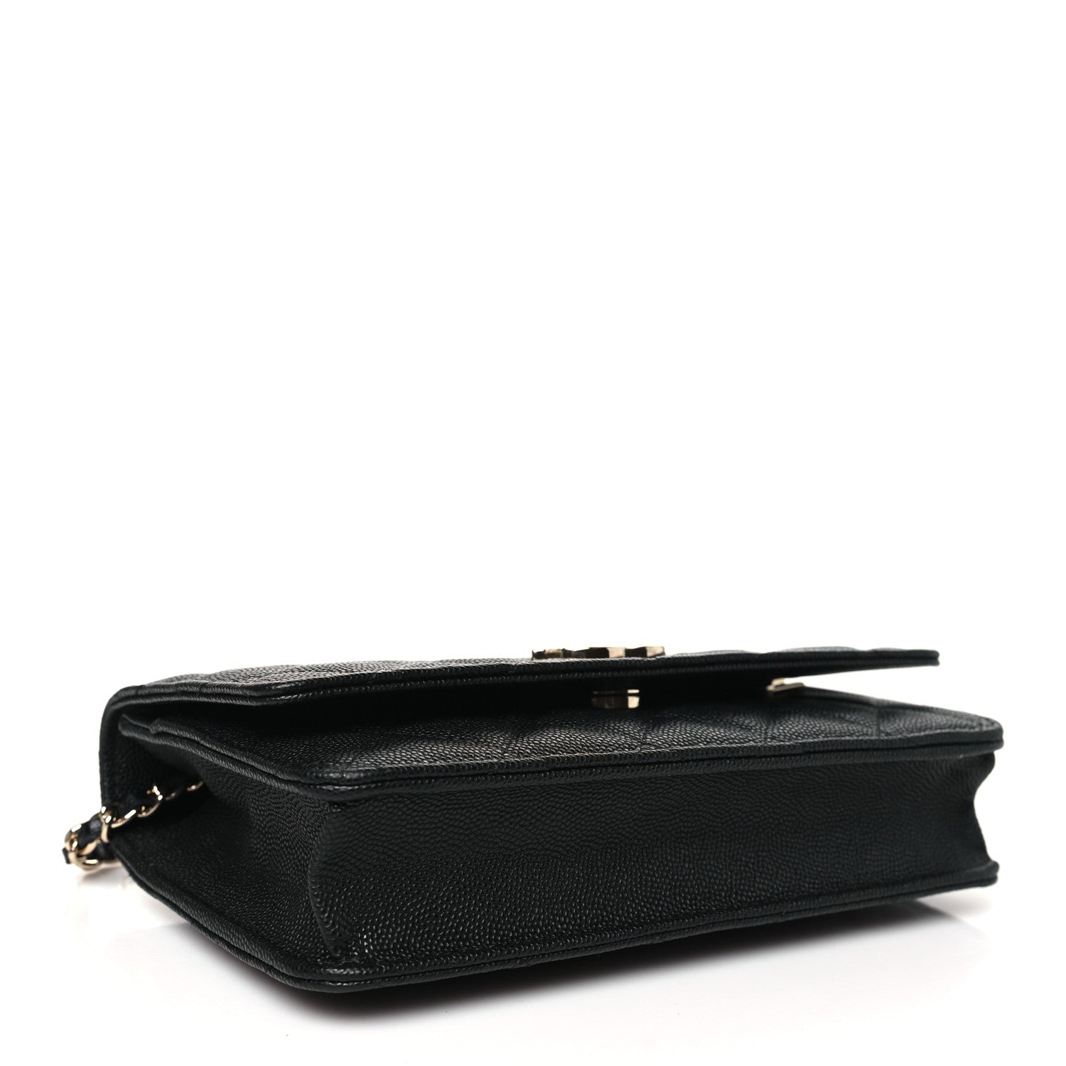 Chanel Caviar Quilted Striated CC Wallet On Chain WOC Black 4 of 11