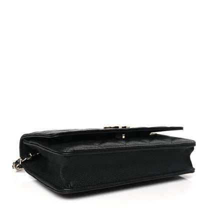 Chanel Caviar Quilted Striated CC Wallet On Chain WOC Black 4 of 11