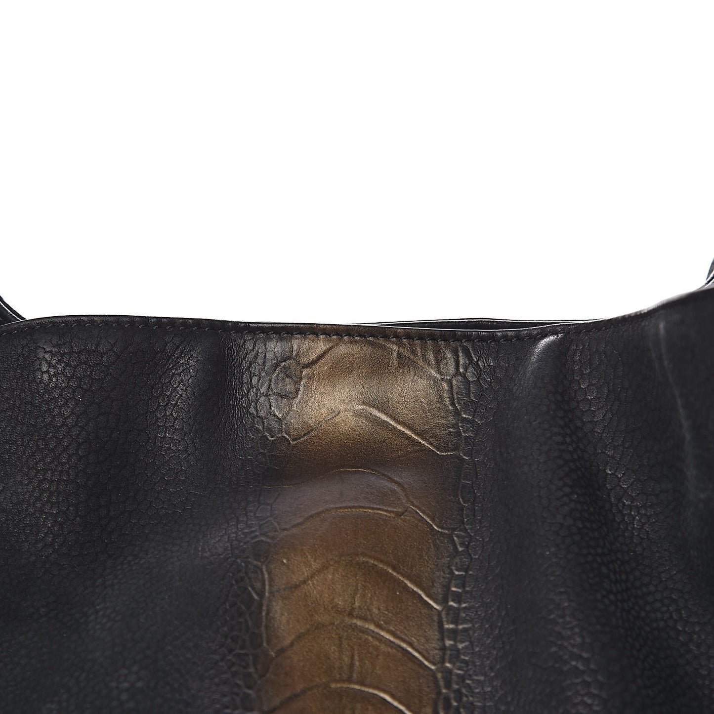 Nubuck Crocodile Embossed Large Roady Hobo Black Gold