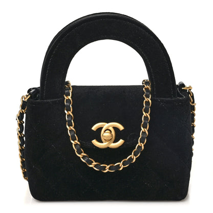 Chanel Velvet Quilted Mini Nano Kelly Shopper Black 1 of 11