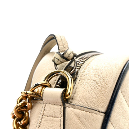 Gucci Vintage Effect Calfskin Matelasse Diagonal Small Torchon GG Marmont Chain Shoulder Bag Mystic White Blue Agata 17 of 21