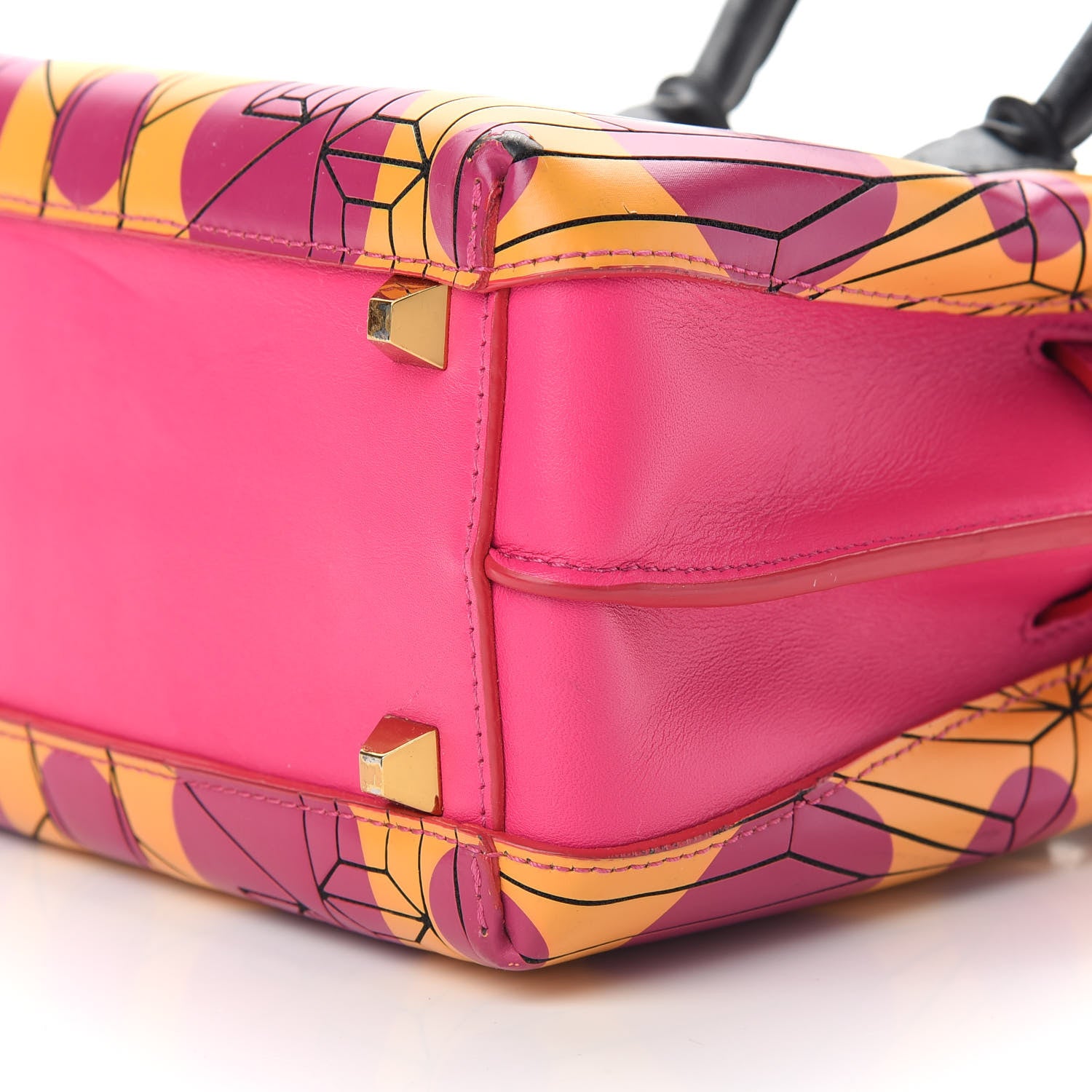 MCM Calfskin Cosmo Mini Milla Tote Yellow Pink 9 of 10