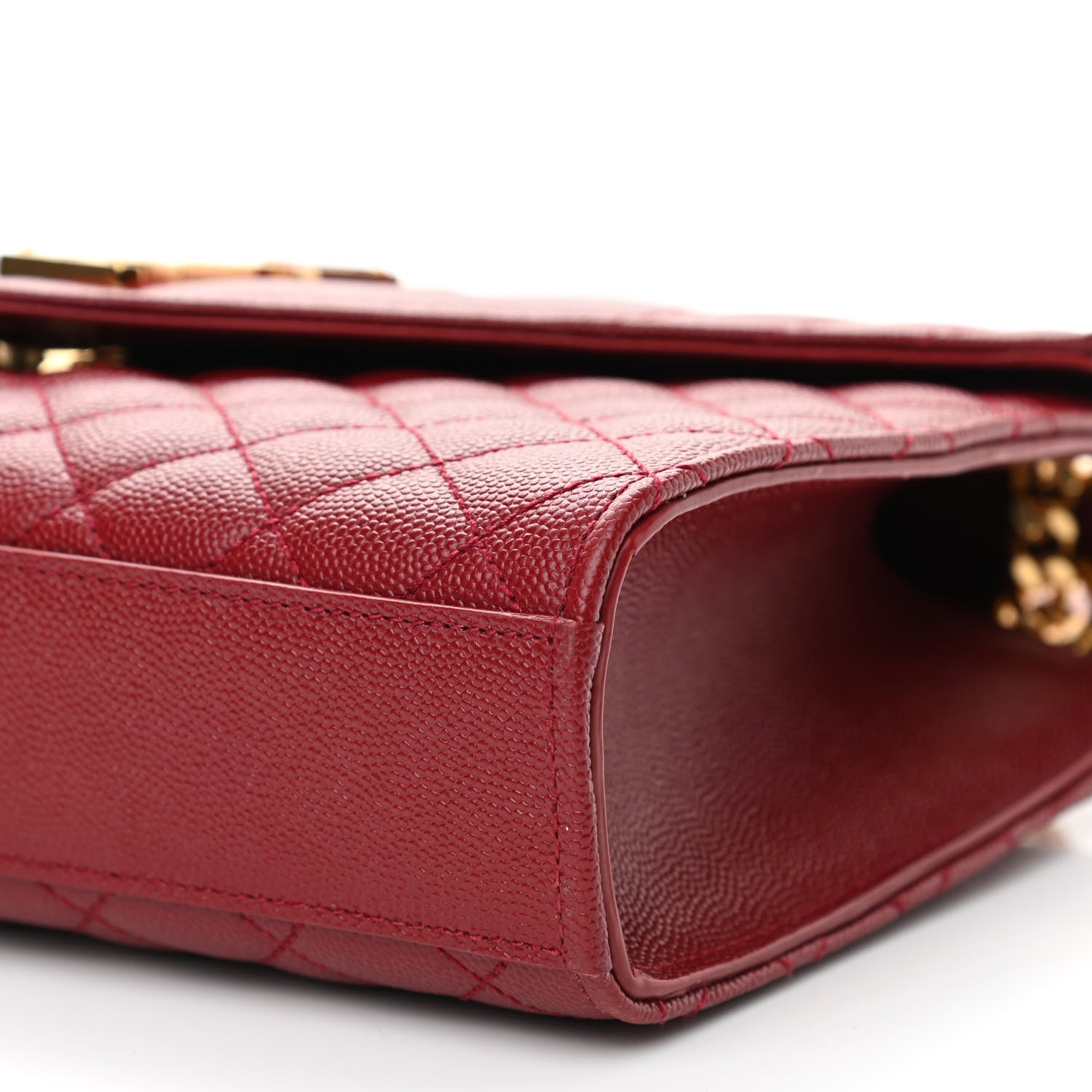 Saint Laurent Grain De Poudre Textured Mixed Matelasse Triquilt Medium Monogram Satchel Oxblood 13 of 13
