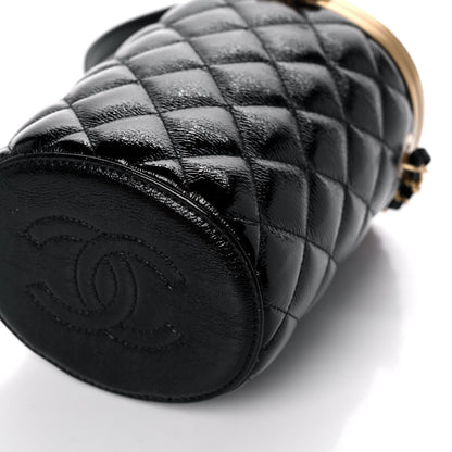 Chanel Distressed Patent Quilted Crown Box Bag Black 11 of 11