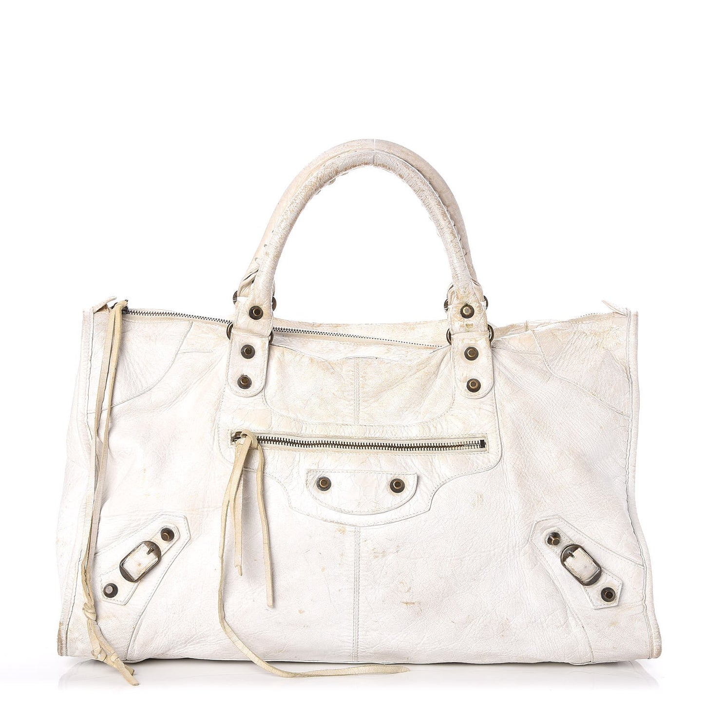 Agneau Classic Hardware Work Bag White