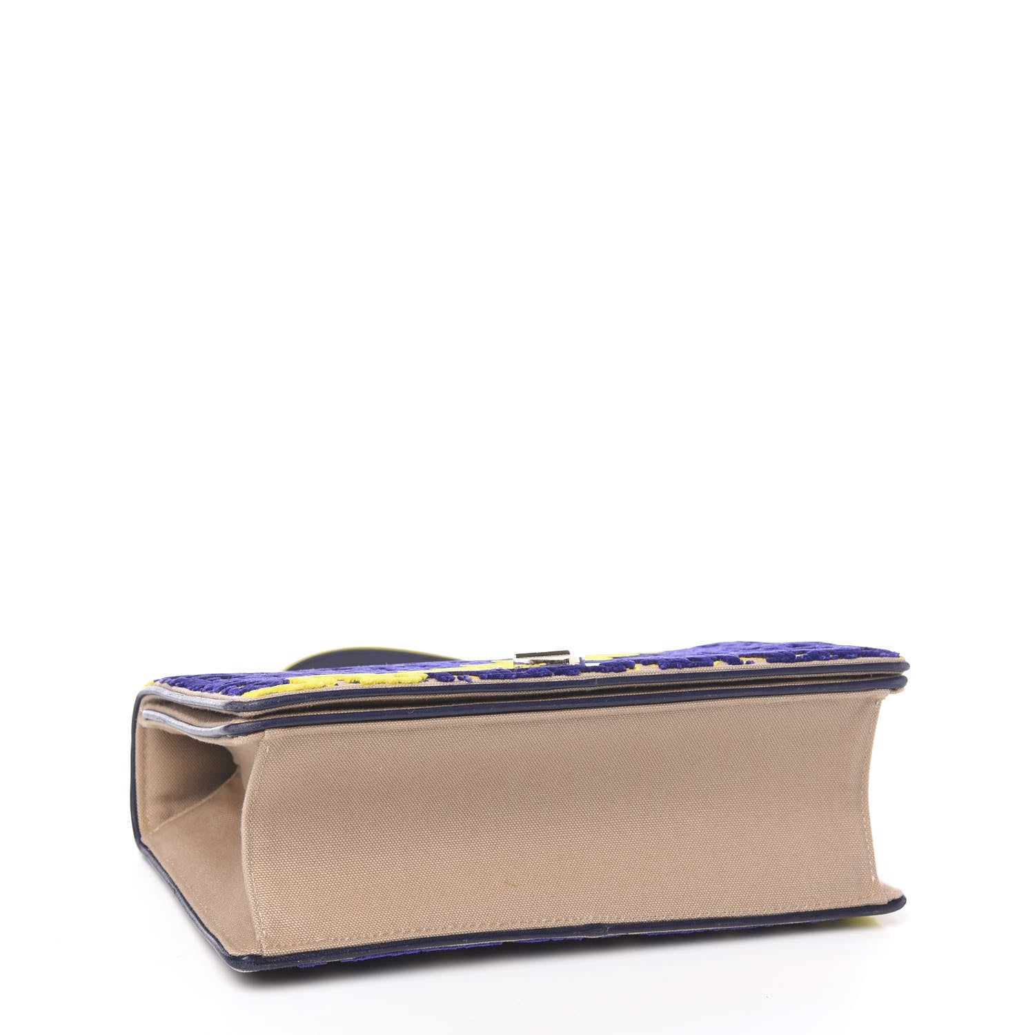 Christian Dior Velvet Monogram Small Diorama Satchel Blue Yellow 3 of 9