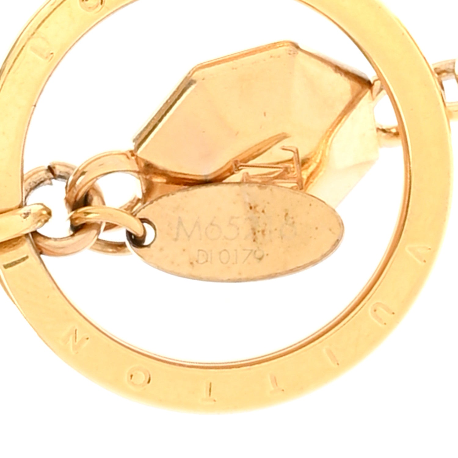Louis Vuitton Metal LV Facettes Bag Charm Key Holder Gold Gold 5 of 5