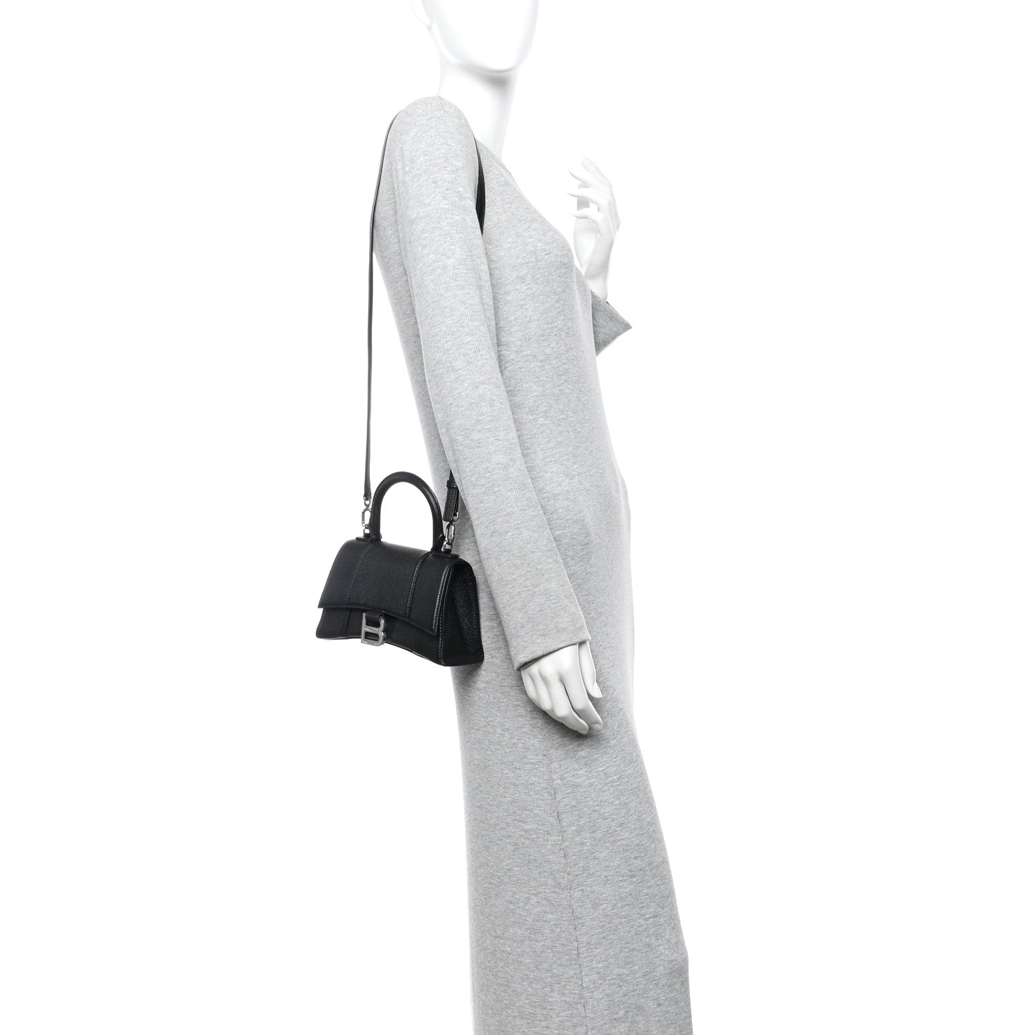 Balenciaga Grained Calfskin Hourglass Top Handle Bag XS Black 2 of 10