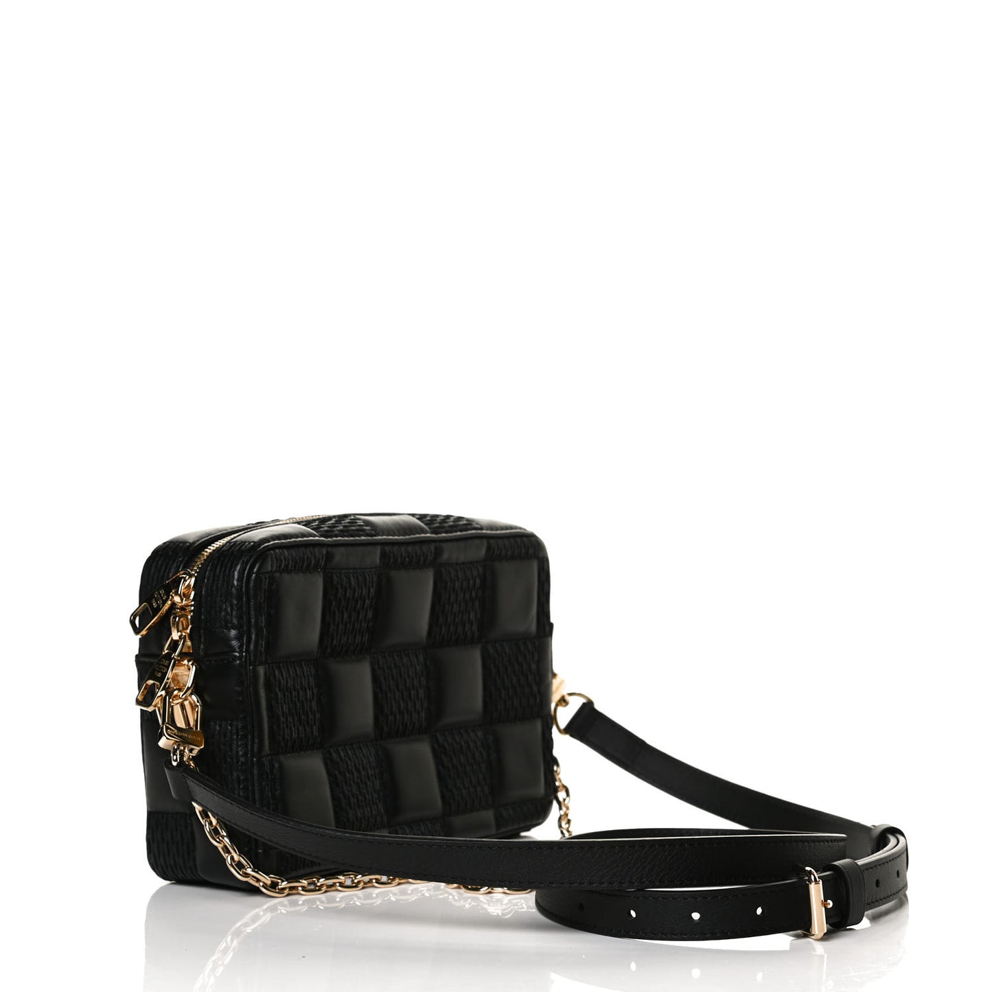 Lambskin Damier Quilt Troca PM Black