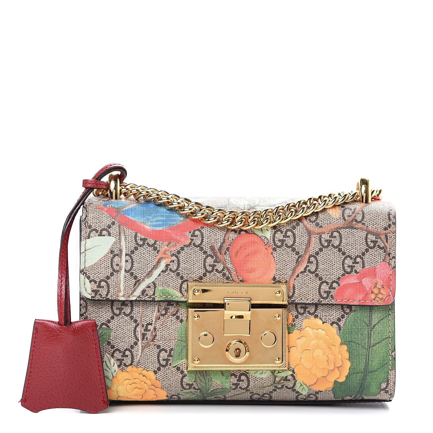 Gucci GG Supreme Monogram Tian Small Padlock Shoulder Bag Beige Multicolor New Acero 1 of 12