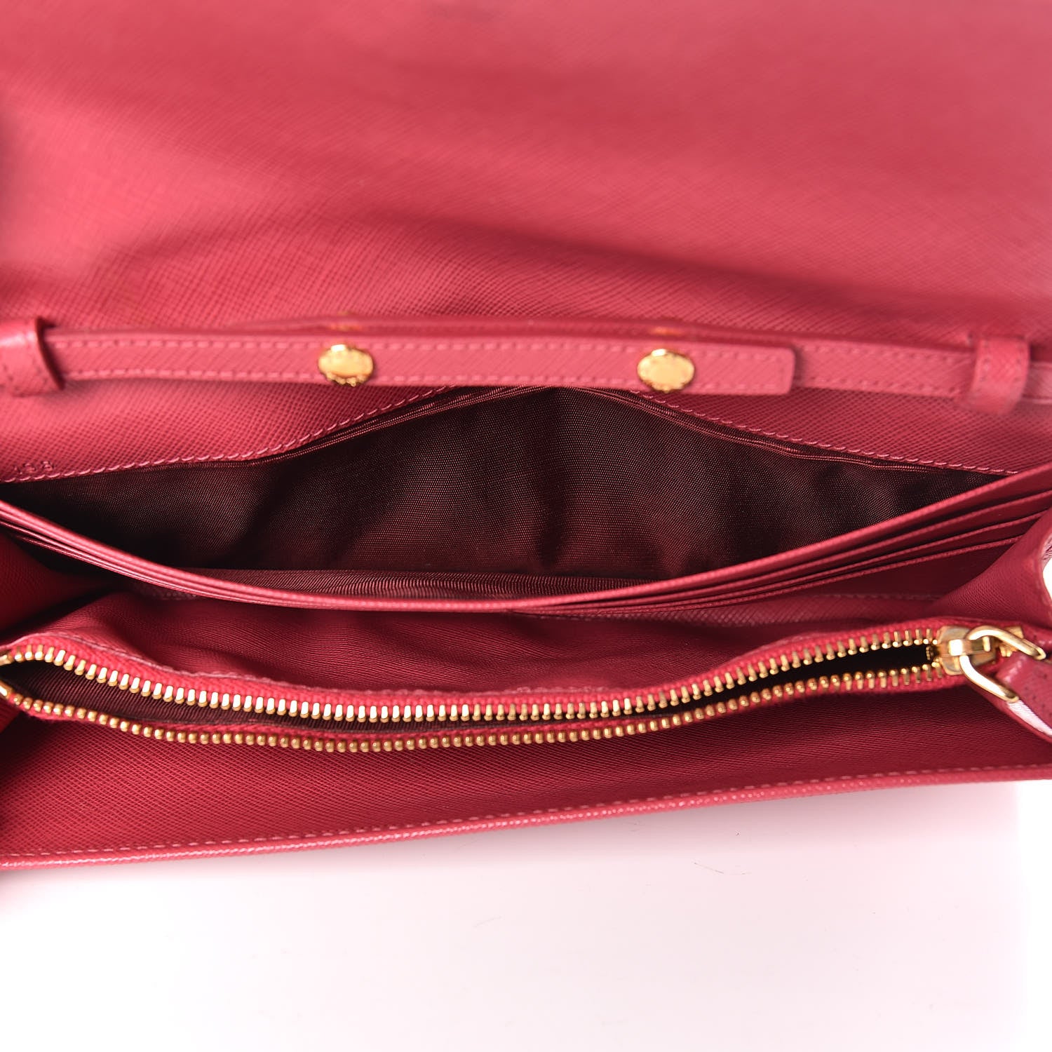 Prada Saffiano Metal Oro Chain Wallet Peonia 5 of 13