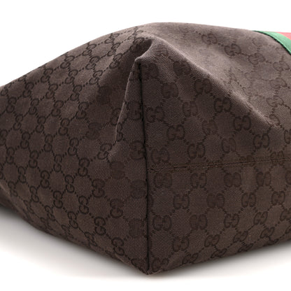Gucci GG Monogram Web Large Giglio Tote Dark Brown 9 of 10
