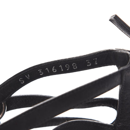 Saint Laurent Calfskin Nina Cage Sandal Heels 37 Black 10 of 10