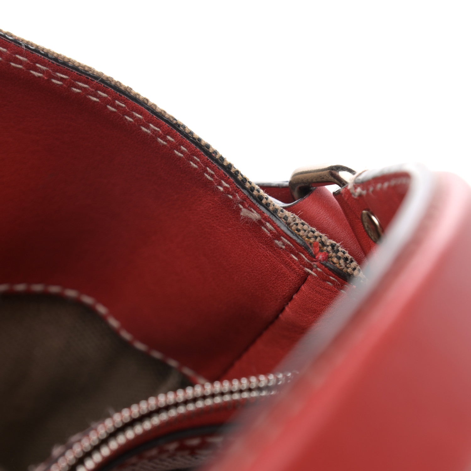 Burberry Canvas Mega Check Medium Ashby Bucket Bag Red 12 of 13