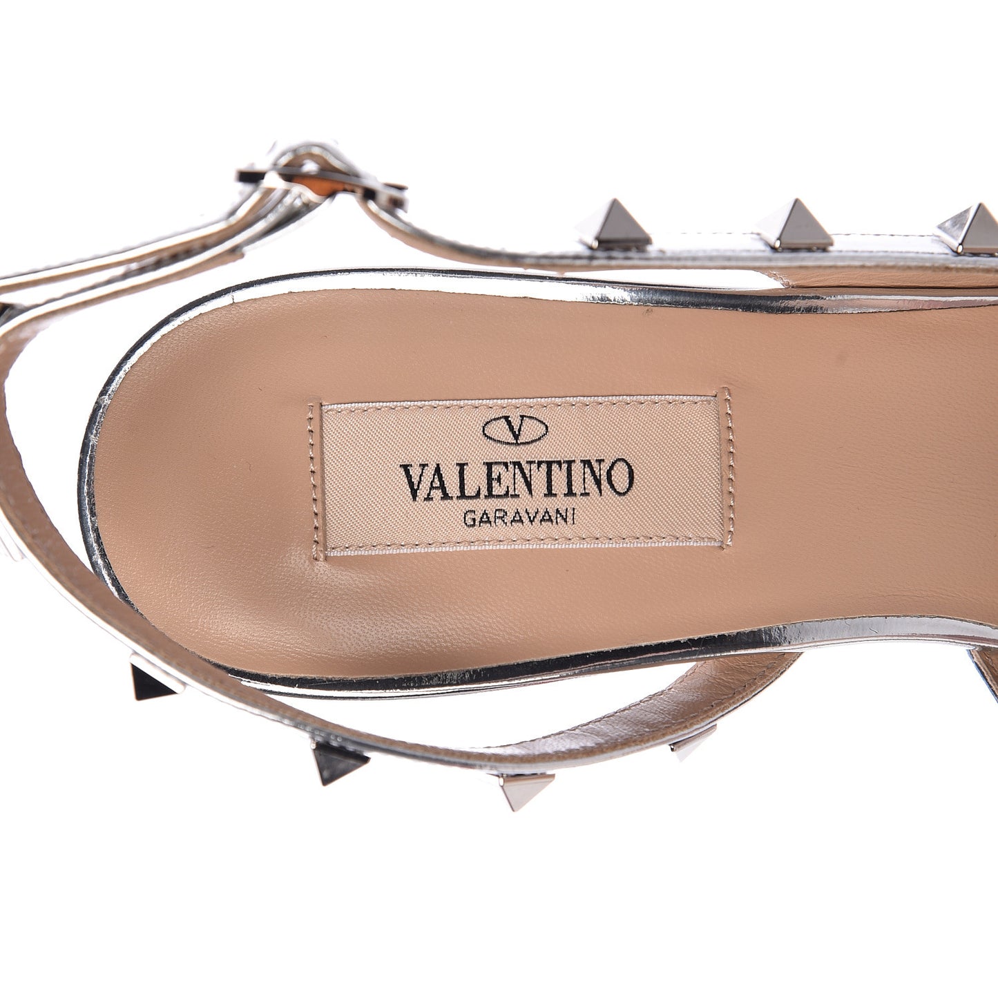 Metallic Pebbled Calfskin Rockstud Half D'Orsay Slingback 85mm Pumps 40 Silver