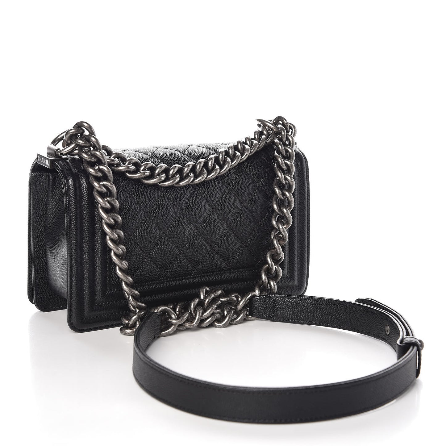 Caviar Quilted Small Boy Flap Black