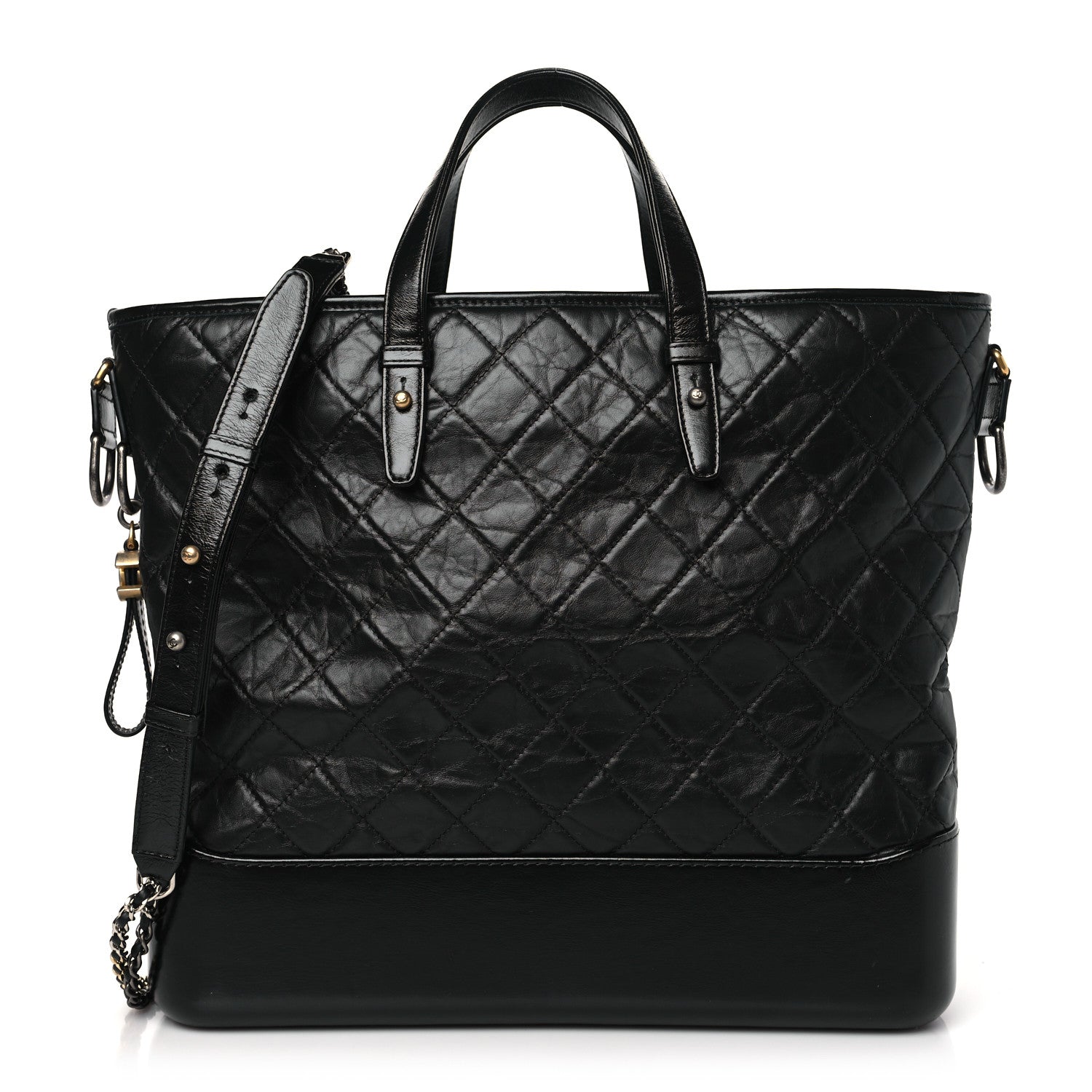 Chanel Aged Calfskin Quilted Large Gabrielle Shopping Tote Black 1 of 9
