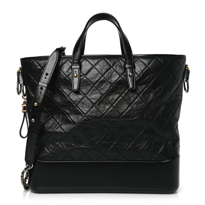 Chanel Aged Calfskin Quilted Large Gabrielle Shopping Tote Black 1 of 9