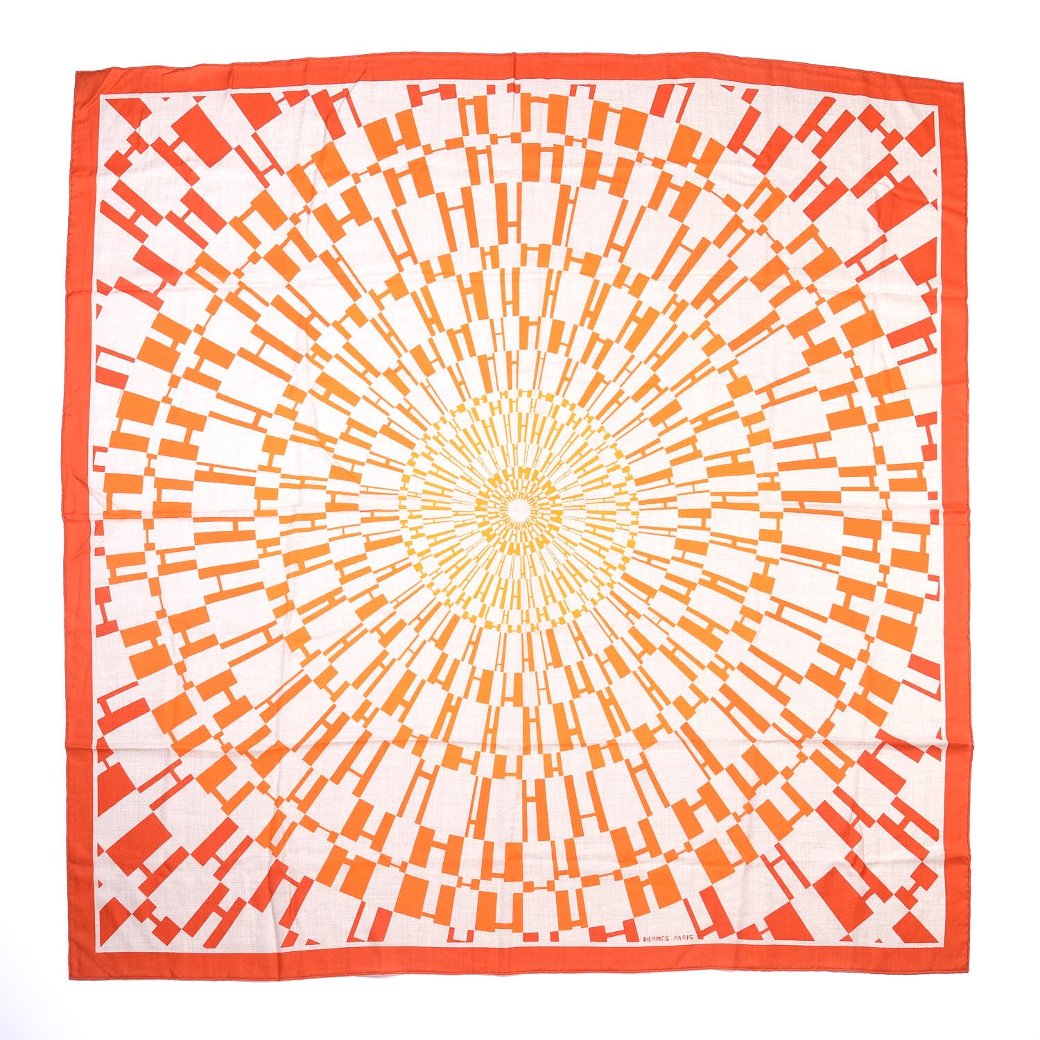Hermes Cashmere Silk Op'H Shawl 140 Naturel Brique Orange 1 of 4