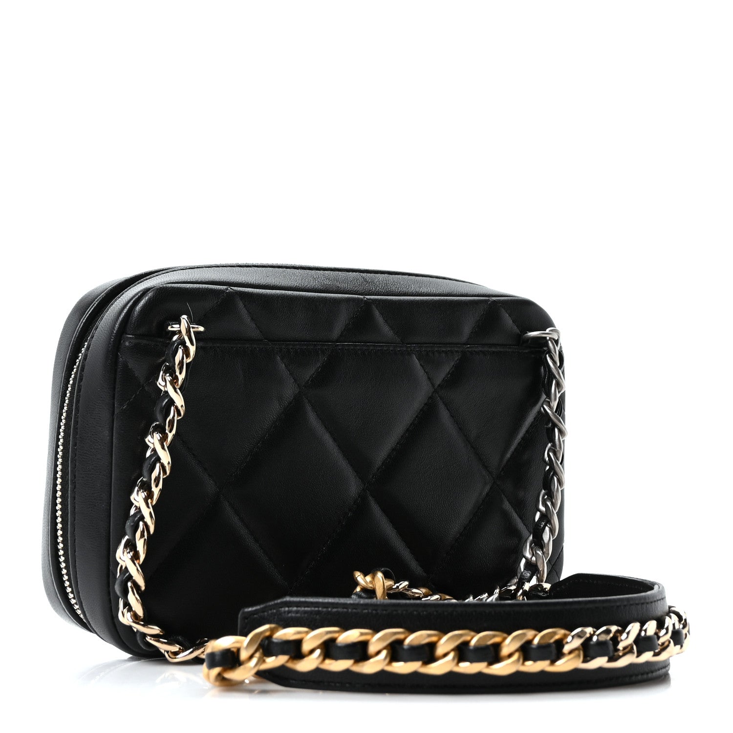Chanel Lambskin Quilted Chanel 19 Camera Crossbody Case Black