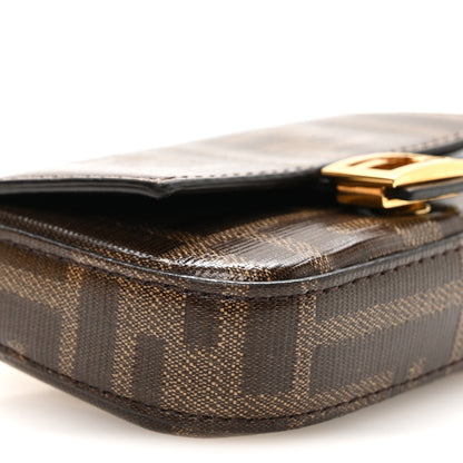 Fendi Glazed Fabric FF 1974 Nano Baguette Charm Mogano Panna 8 of 11