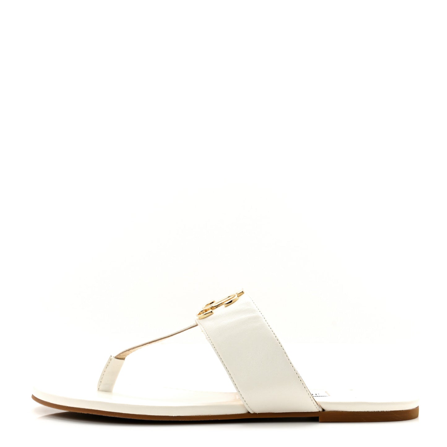 Calfskin JC Flat Sandals 38 Milk