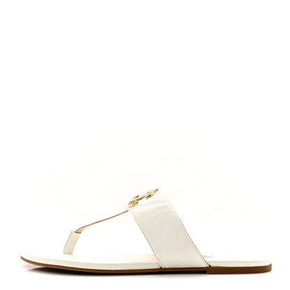 Jimmy Choo Calfskin JC Flat Sandals 38 Milk 1 of 7