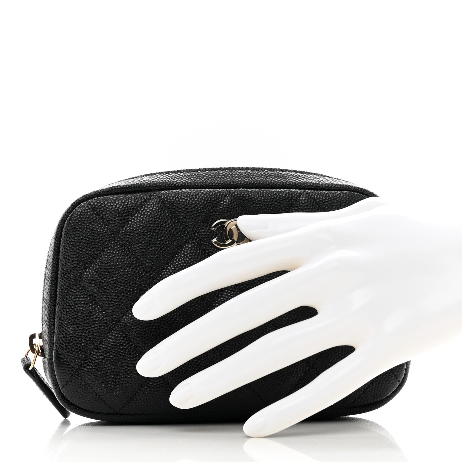 Chanel Caviar Quilted Small Curvy Pouch Cosmetic Case Black 2 of 8