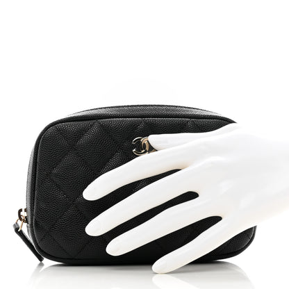 Chanel Caviar Quilted Small Curvy Pouch Cosmetic Case Black 2 of 8