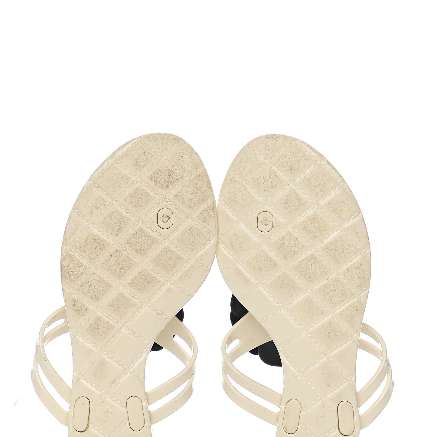 Jelly Camellia Thong Sandals 37 Ivory Black