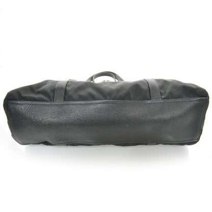 Prada Tessuto Nylon Easy Foldover Pushlock Satchel Black 4 of 7