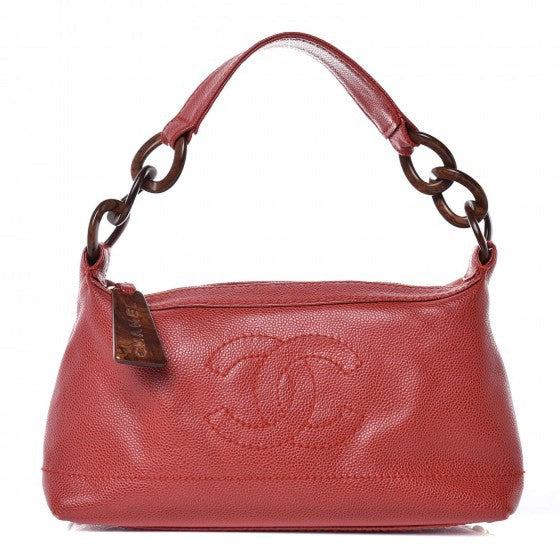 Caviar CC Wood Chain Hobo Red