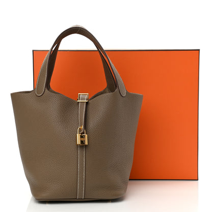 Hermes Taurillon Clemence Picotin Lock 22 MM Etoupe 11 of 11